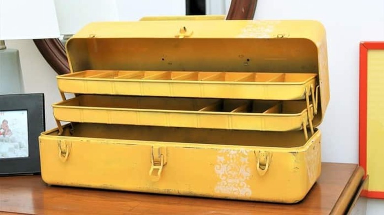 yellow repurposed tool box