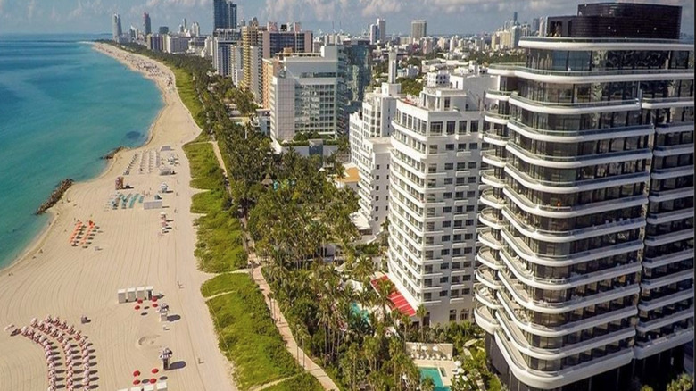 tall buildings on beach