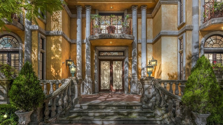 Spanish-style mansion entrance