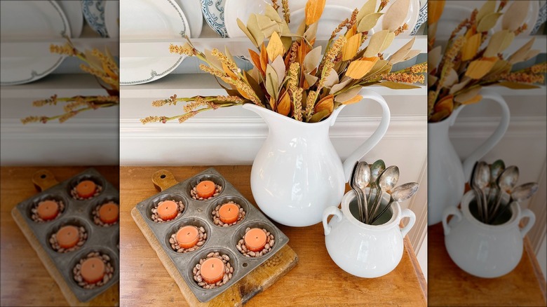 muffin tin with candles