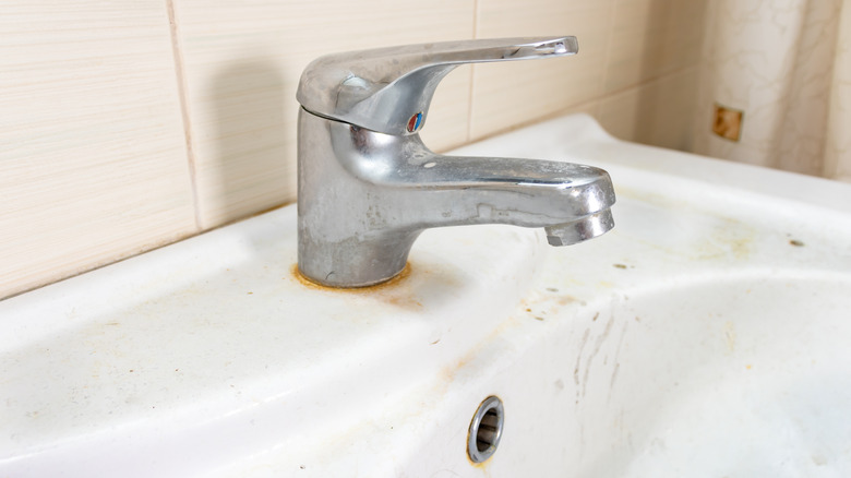 Sink with rust stains