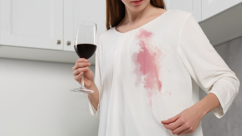 Red wine stain on shirt