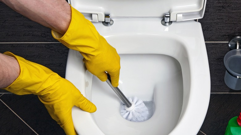 Scrubbing toilet