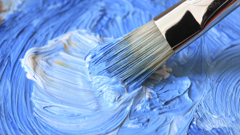 Blue and white paint swirl