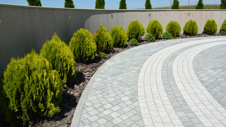 Textured concrete pavers used to create a slip-resistant driveway