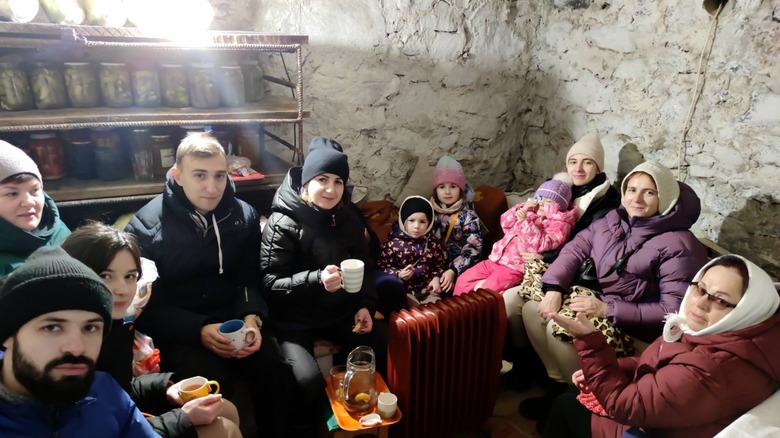 Ukraine family in bunker 