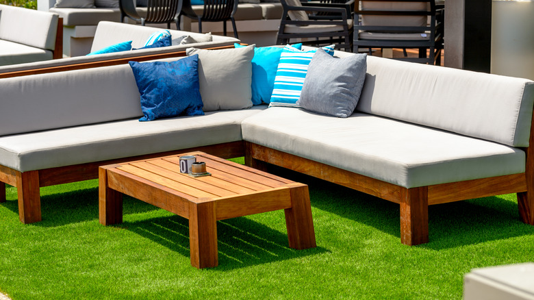 Patio cushions drying in sun