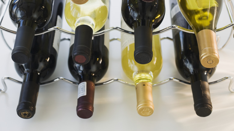 Wine rack with bottles on it