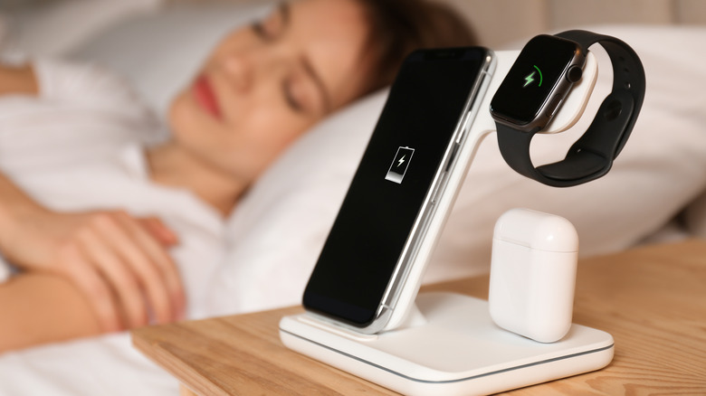 Charging center on nightstand
