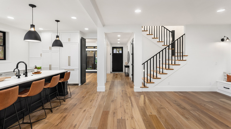 Space with hardwood flooring