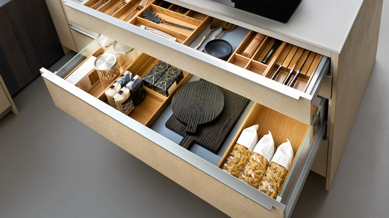 open kitchen drawers