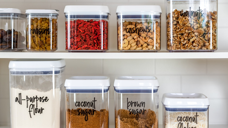 Clear canisters in pantry