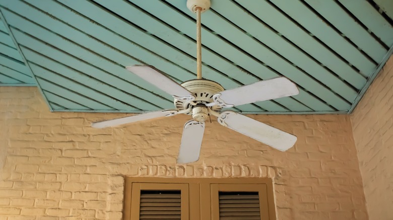 Closeup of outdoor ceiling fan