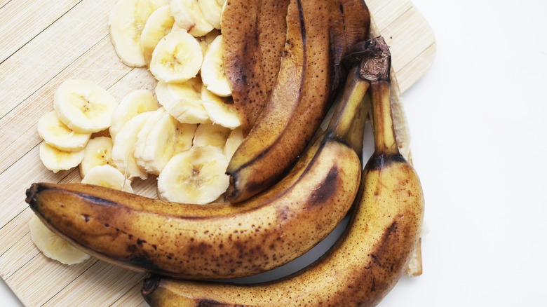 overripe bananas and cut slices