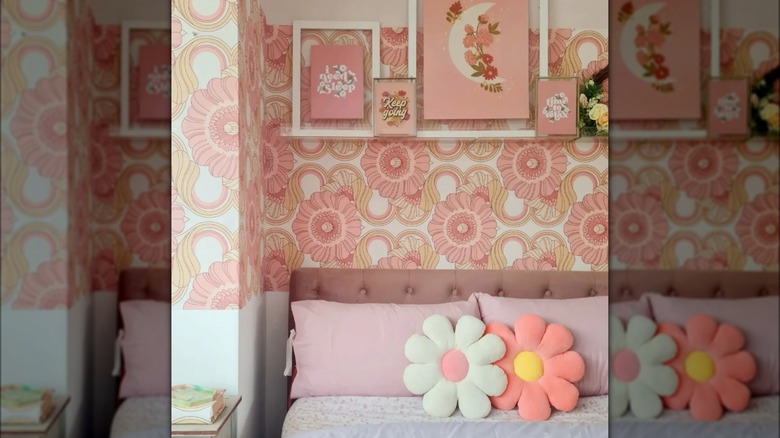 Pink and peach bedroom