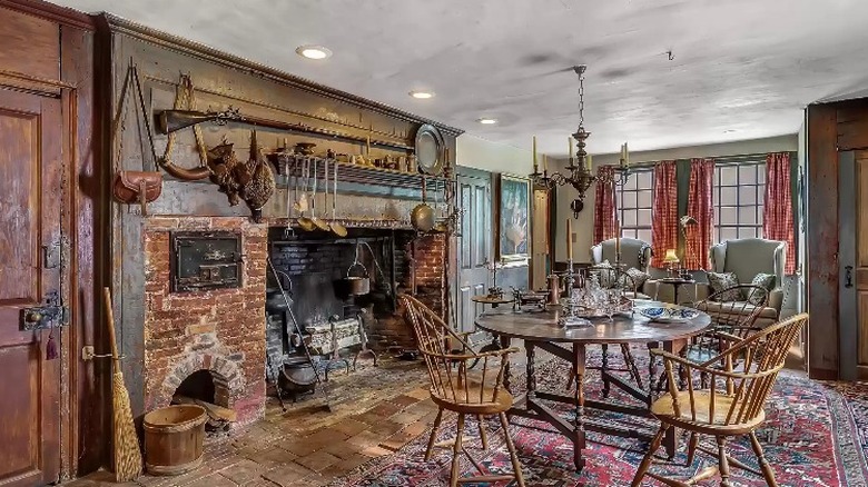 Sitting area with brick fireplace