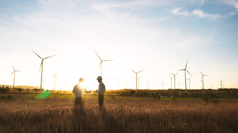 wind represented by wind turbines