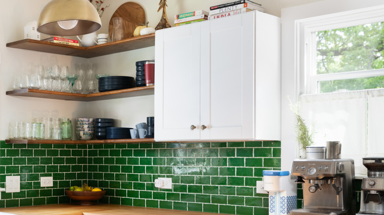 Tiled kitchen accent wall