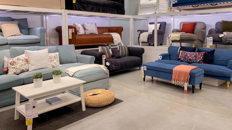 A collection of couches and sectionals at IKEA