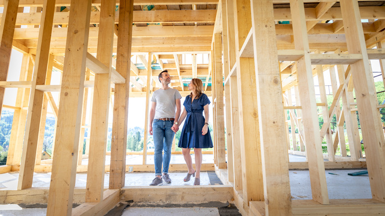 timber structure of new build home