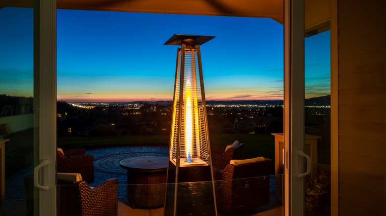 Patio heater at sunset