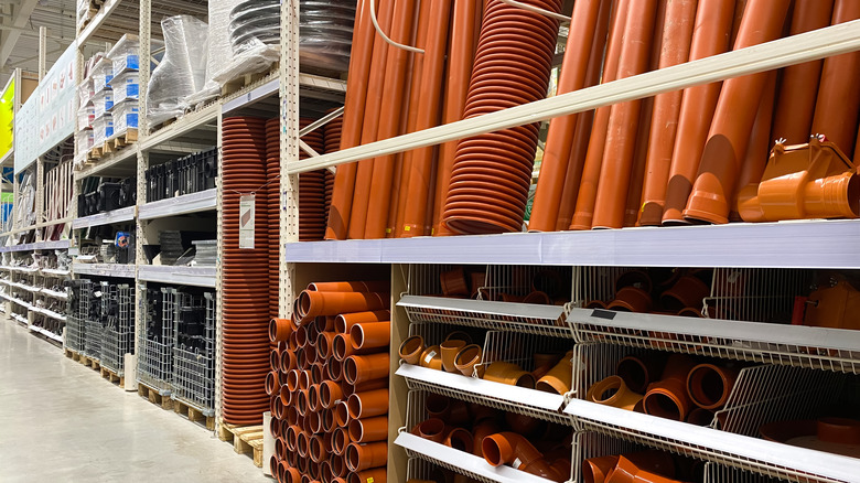 PVC piping in hardware store