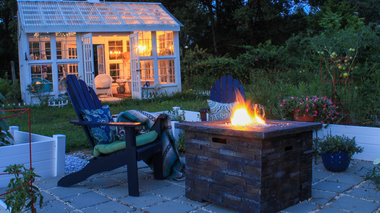 garden with firepit