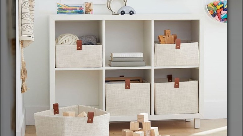 cubby bookcase in playroom