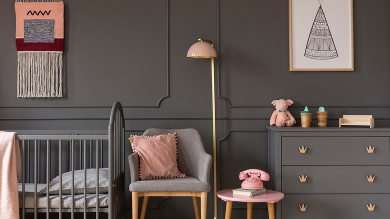 grey, modern nursery set
