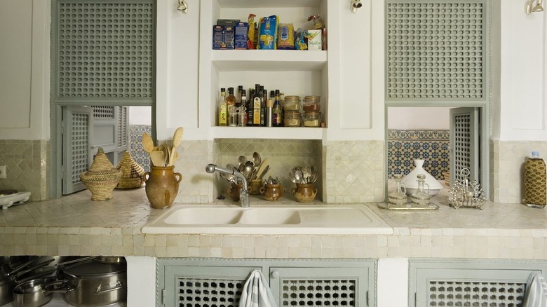 Rustic kitchen with tile countertops