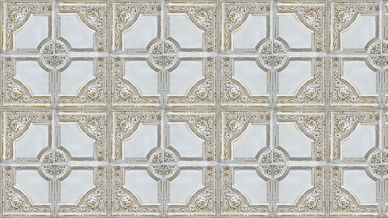 Embossed detail tin ceiling