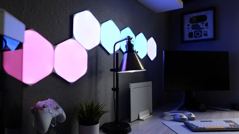 wall with LED panel lights