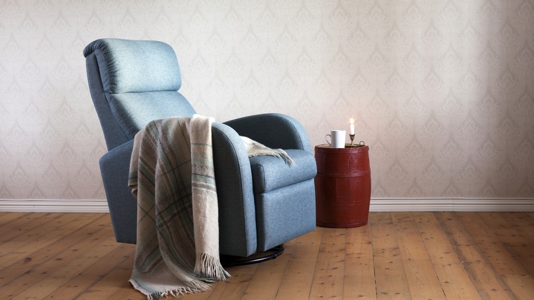 cozy recliner with blanket 