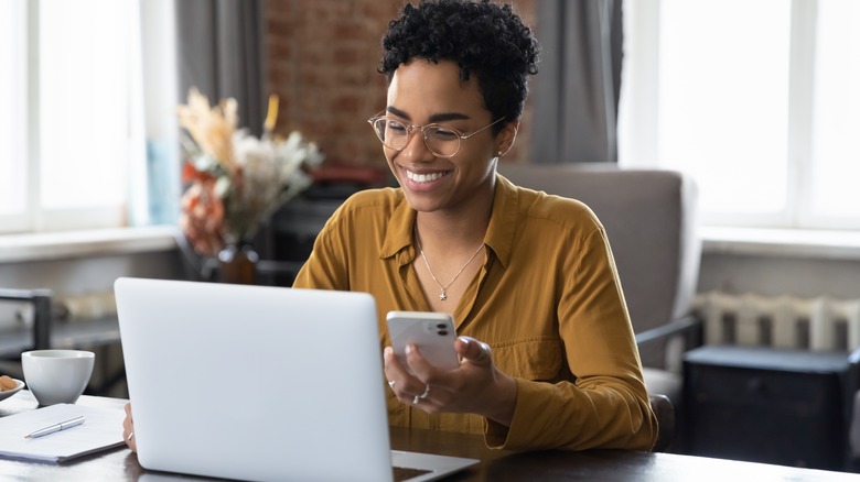 woman on computer