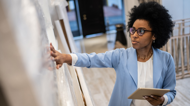 Woman looking at whiteboard