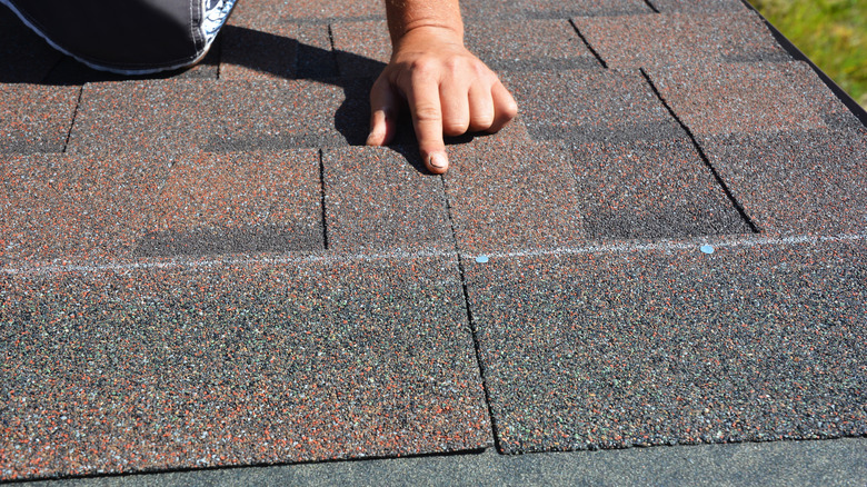 close up of asphalt shingles