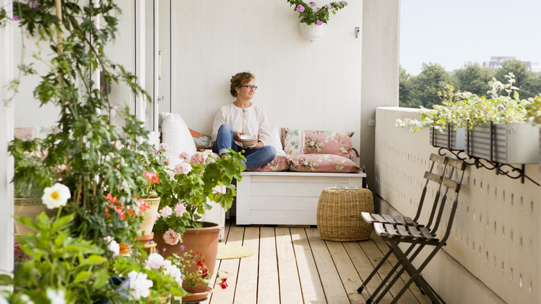 balcony with plants and flowers