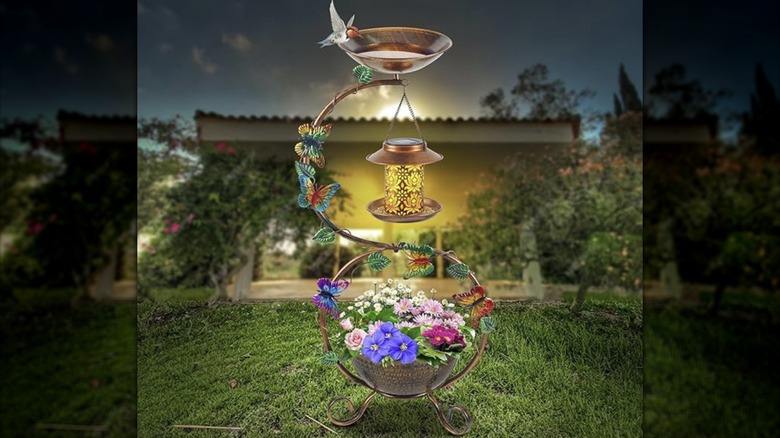 decorative bird feeder with light