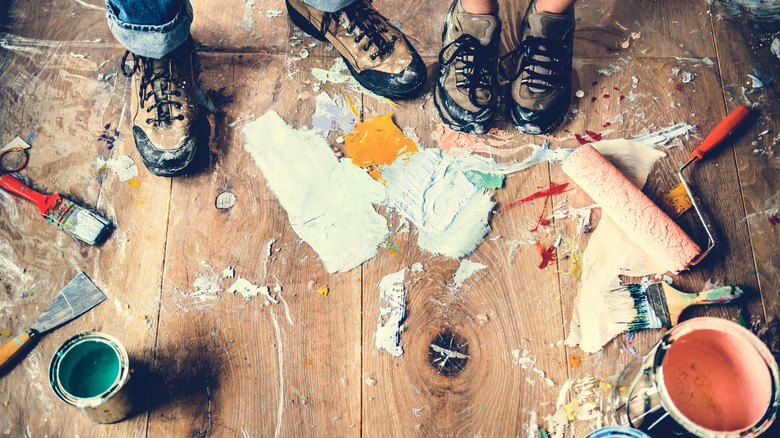 paint stained floor