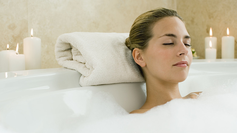 Candles around bathtub