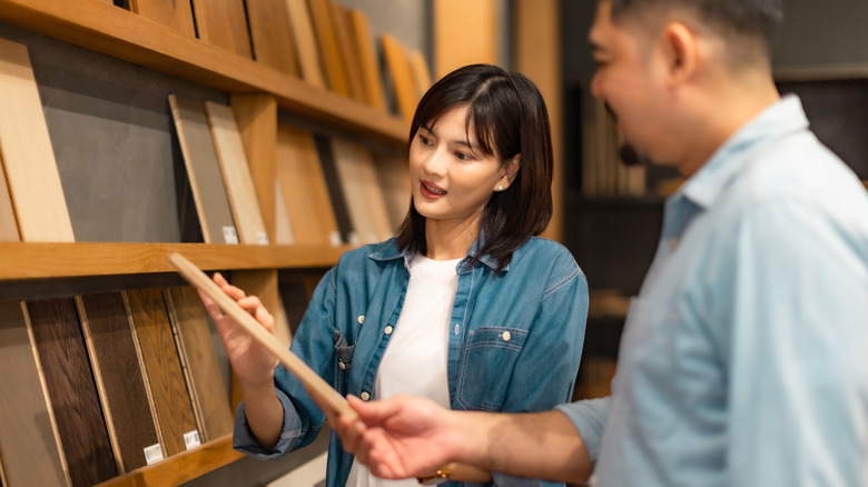 Couple shopping for flooring