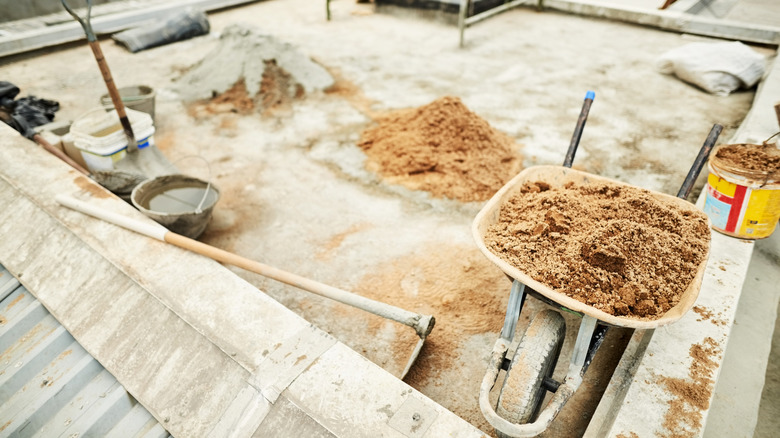 Sand being prepared for use on construction site