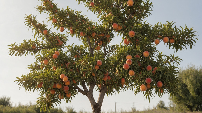 Peach tree with "open center" shape