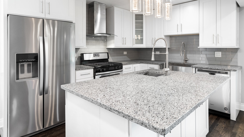 gray speckled granite countertop