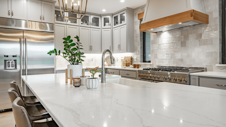 modern white granite counters