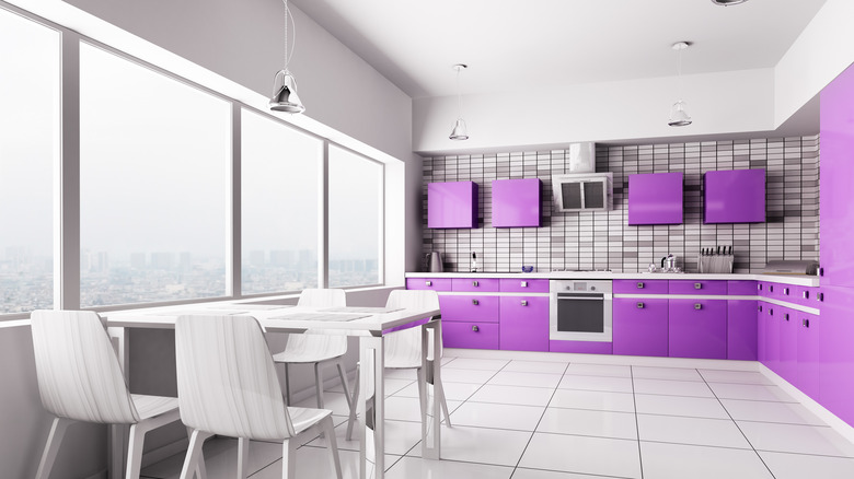 Purple kitchen cabinets