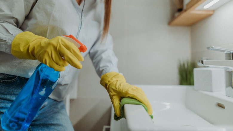 woman cleaning