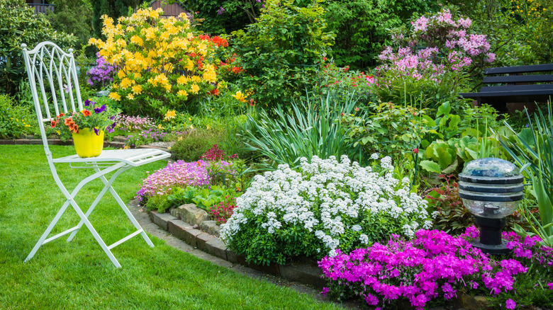 Garden with azaleas and other flowers