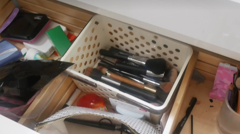 makeup drawer in bathroom