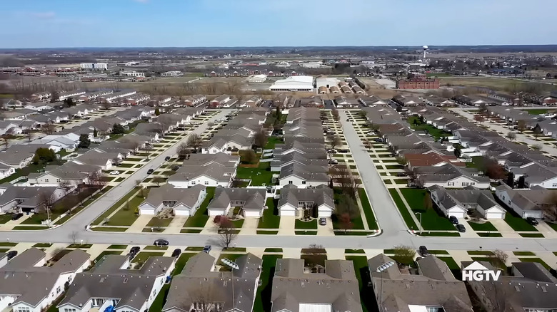 aerial neighborhood view on house hunters